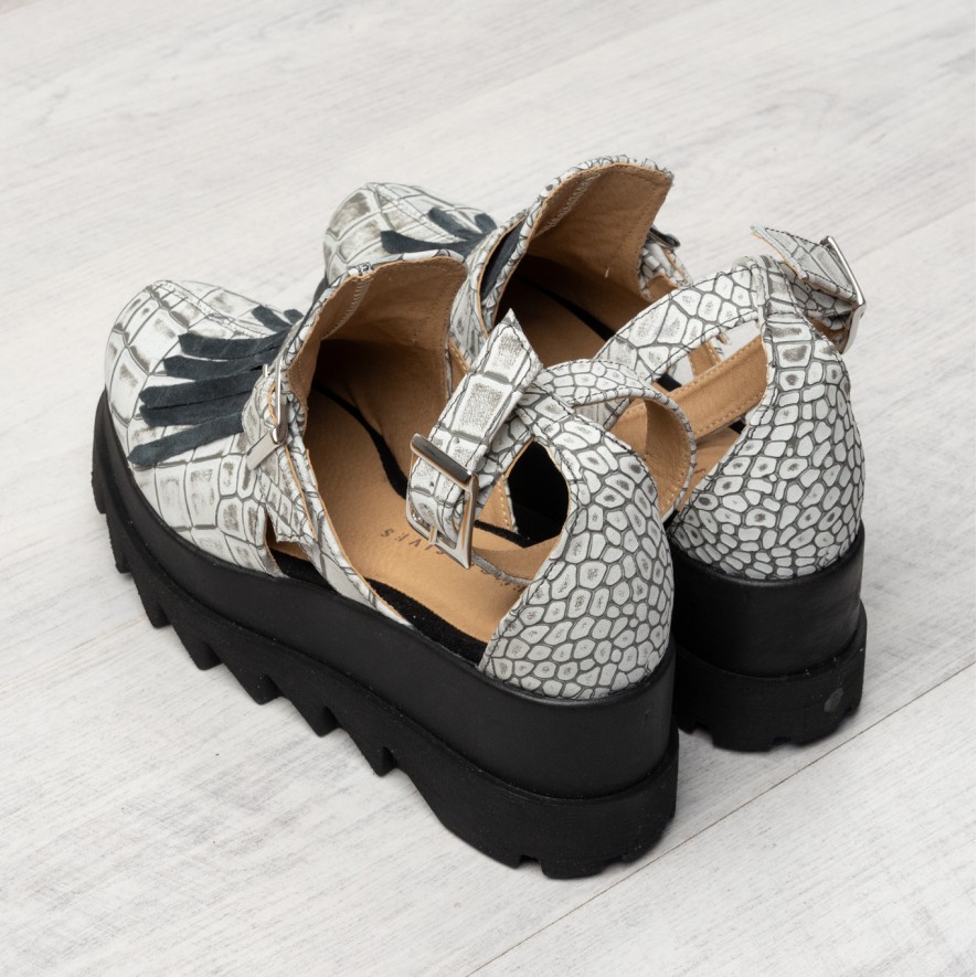 *Pantofi - Amur - Croco Grey